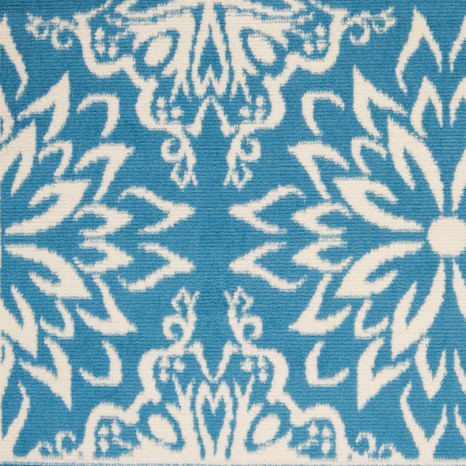 Nourison Jubilant Floral Ivory/Blue 5'3" x 7'3" Area Rug, (5x7)