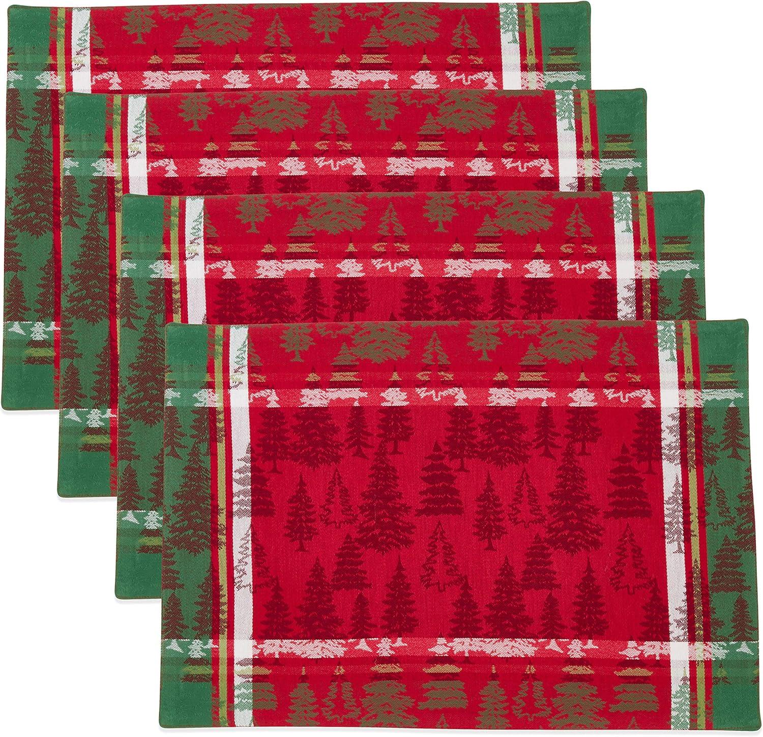 Saro Lifestyle Christmas Tree Plaid Placemat, 13"x19" Oblong, Multi (Set of 4)