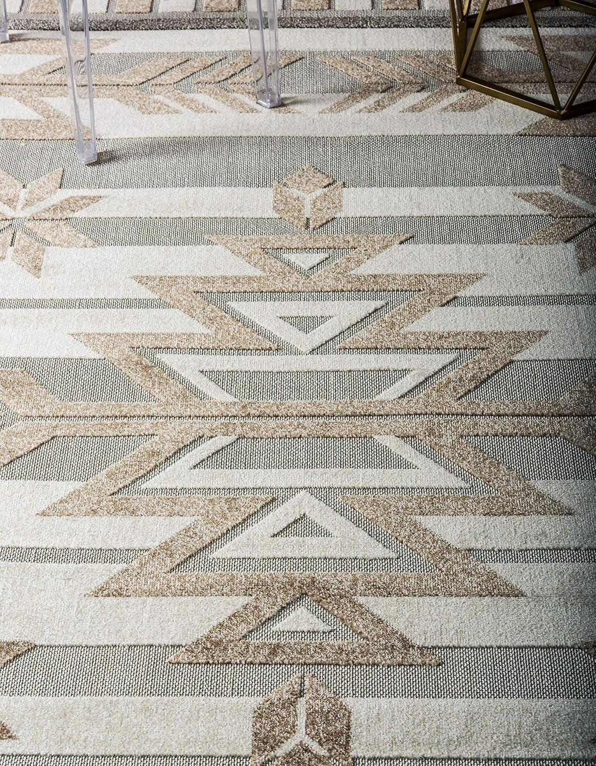 Unique Loom 7' 0 x 10' 0 Beige Outdoor Modern Albuquerque Area Rug