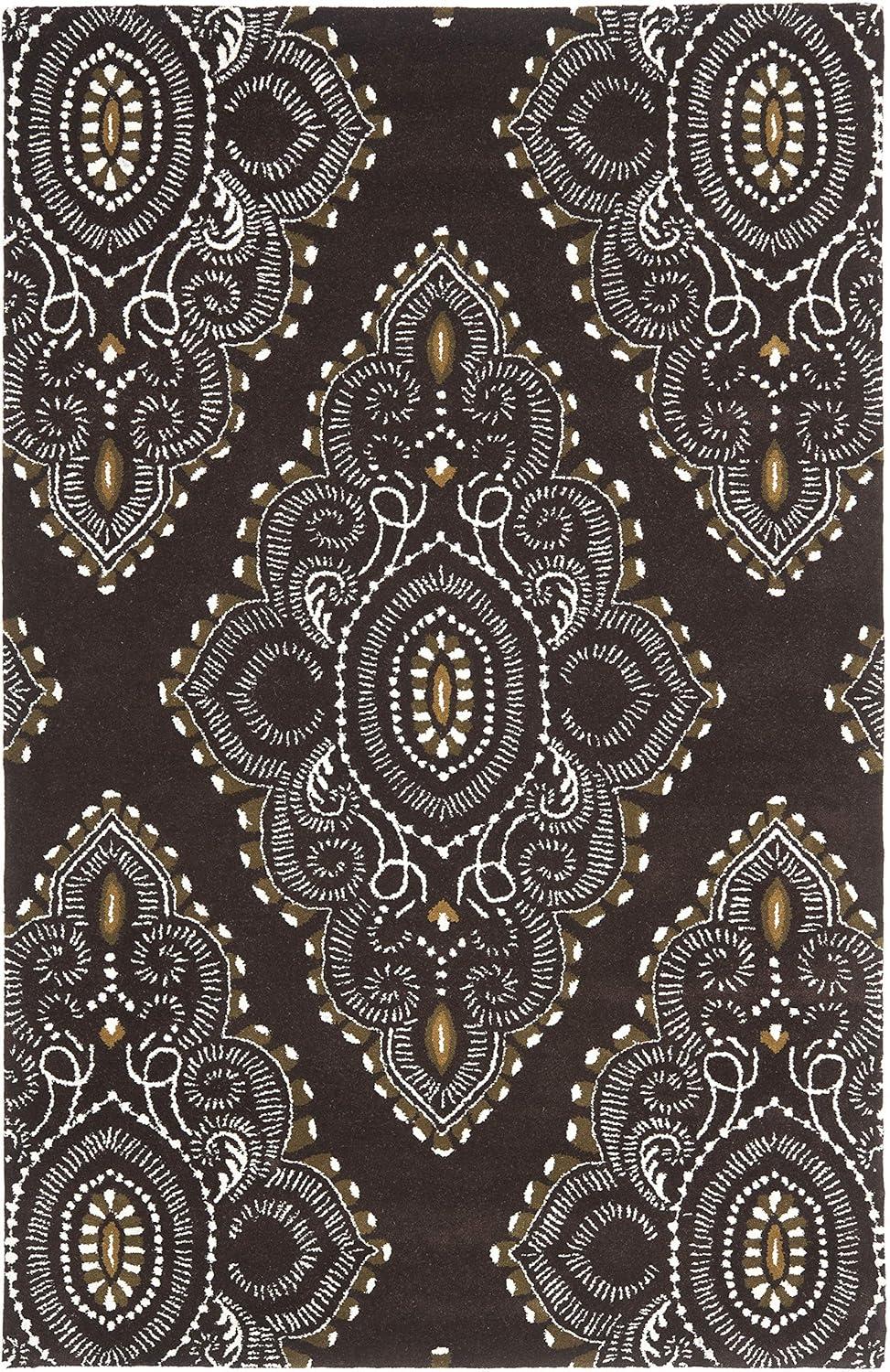 Wyndham WYD372 Hand Tufted Indoor Area Rug - Brown/Ivory - 5'x8' - Safavieh.