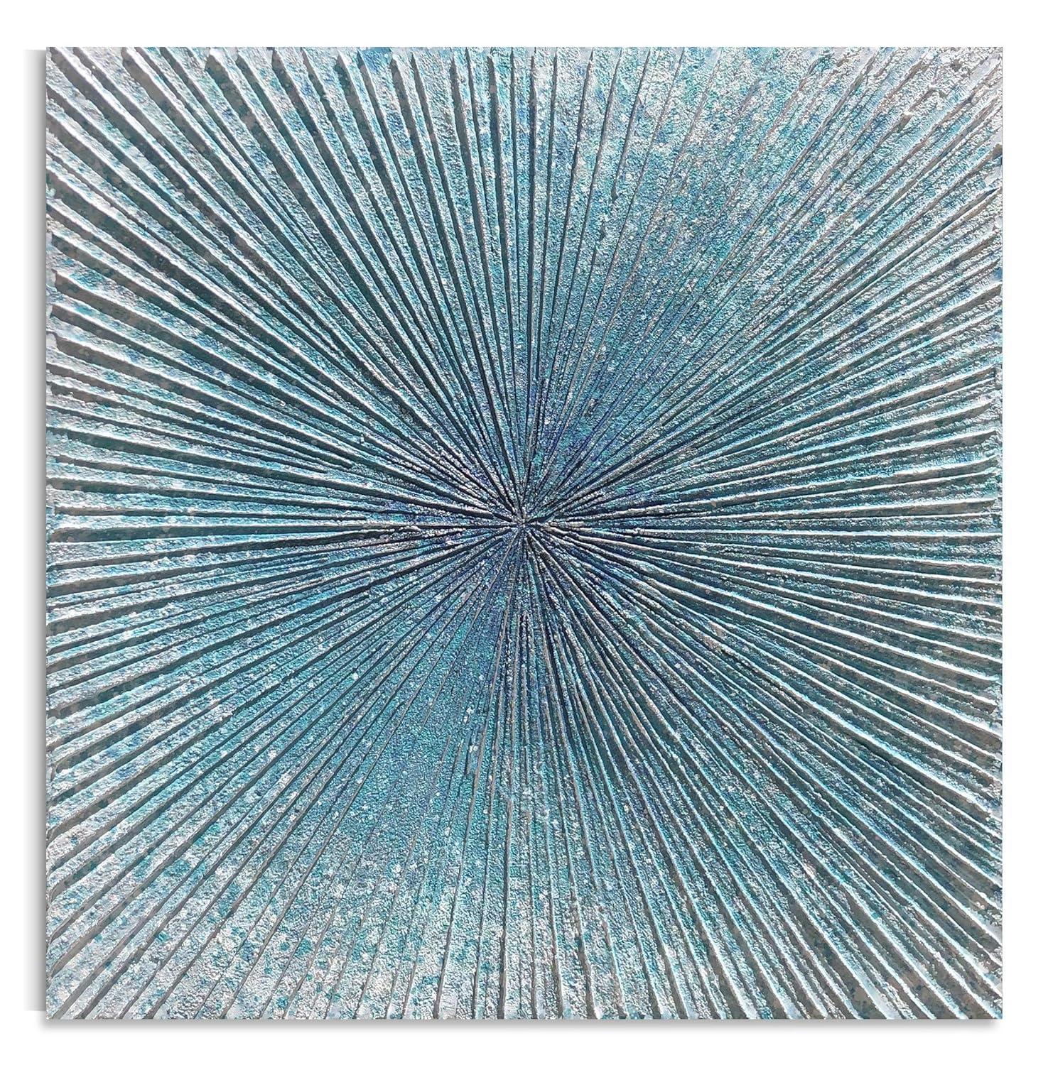 Arts Contemporary Abstract Living Room Wall Art Hand Painted Modern Teal Color Canvas Painting Pictures for Bedroom Bathroom Decor