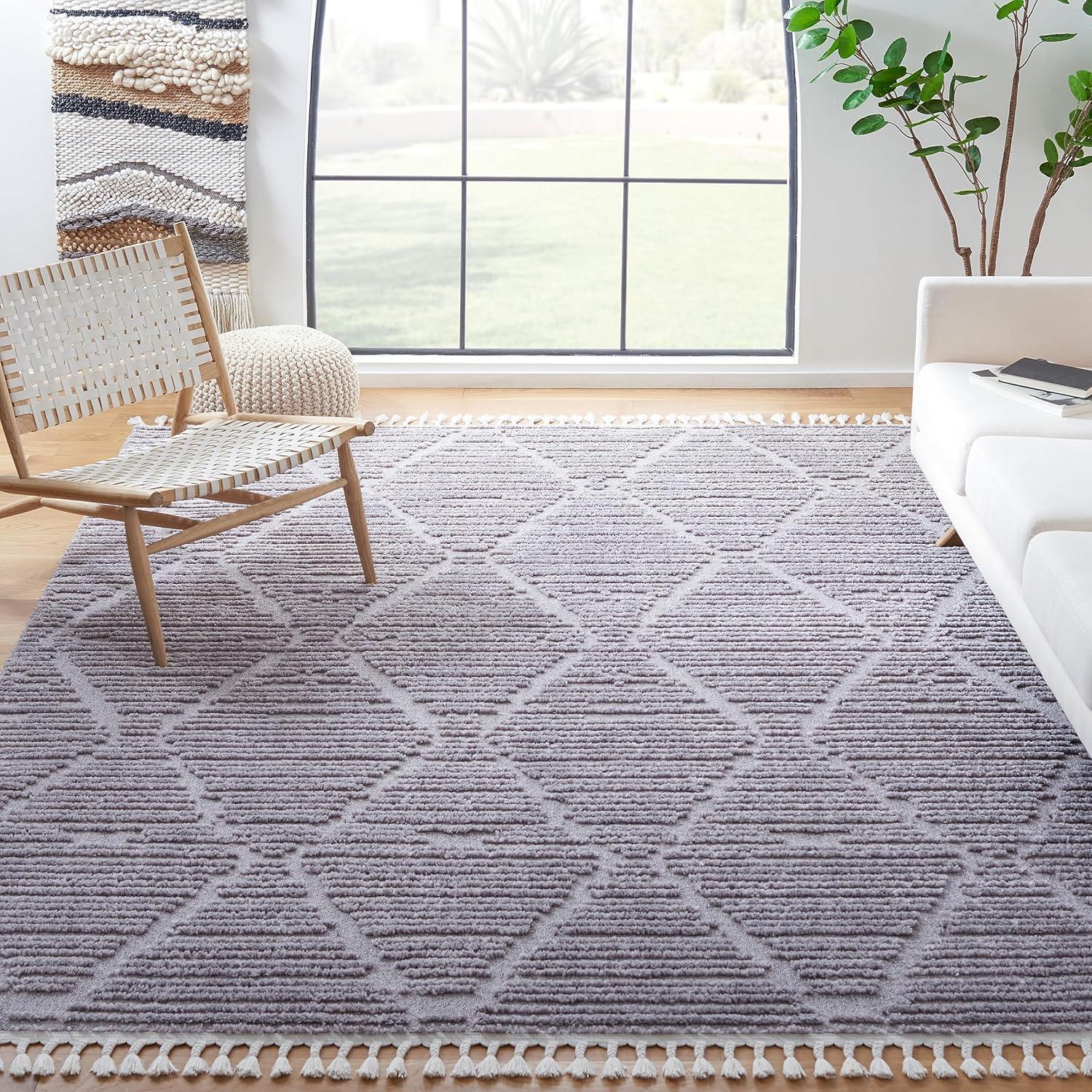 SAFAVIEH Marrakesh Naila Geometric Trellis Polyester Area Rug, Grey, 8' x 10'