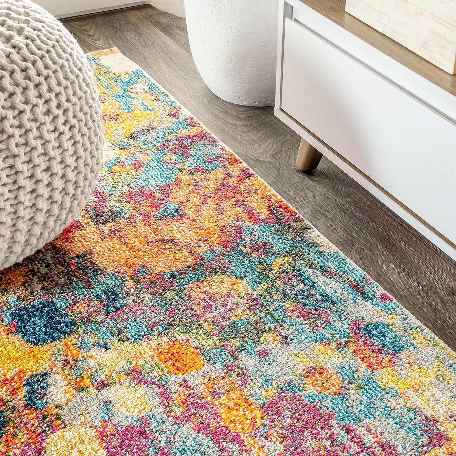 Multi-Color Abstract Synthetic 8x10 Area Rug