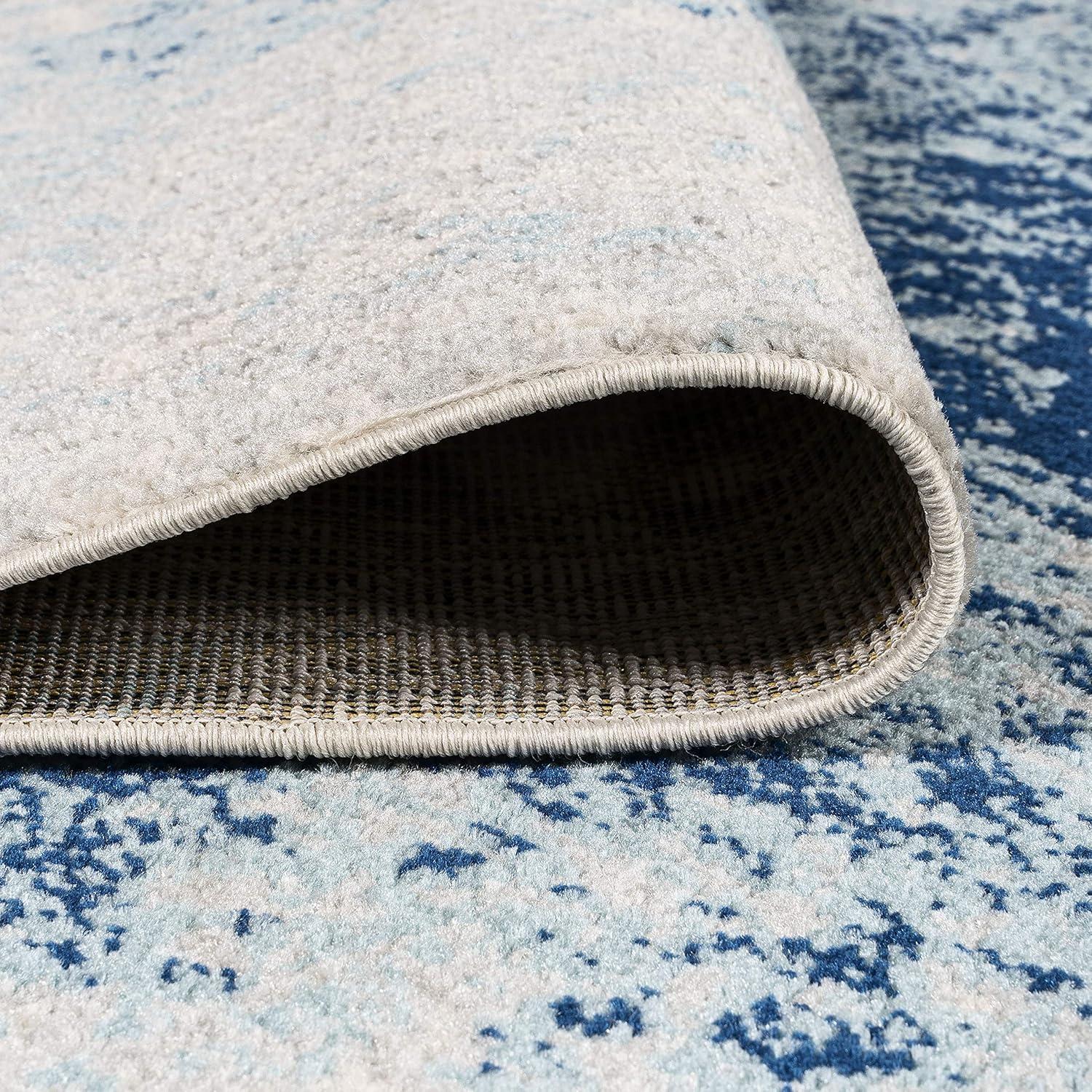 JONATHAN Y Dune Modern Abstract Cream/Blue 2 ft. x 8 ft. Runner Rug