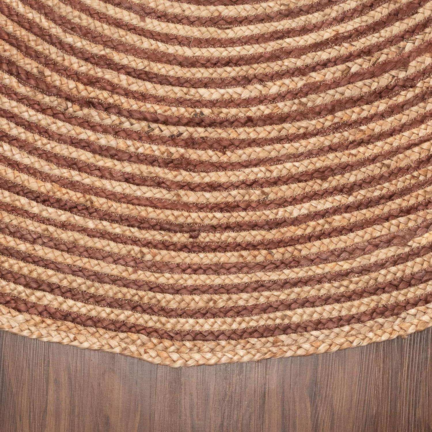 Superior Braided Jute Handwoven Indoor Outdoor Area Rug, 8' Round, Coffee