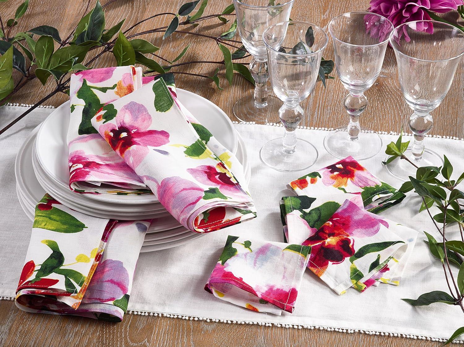 Saro Lifestyle Printed Floral Design Napkin