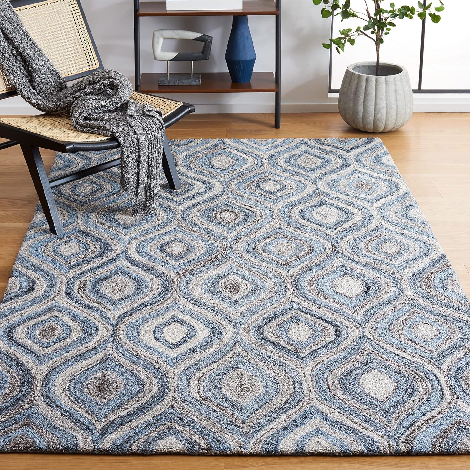 SAFAVIEH Abstract Salima Geometric Area Rug, Grey/Blue, 5' x 8'