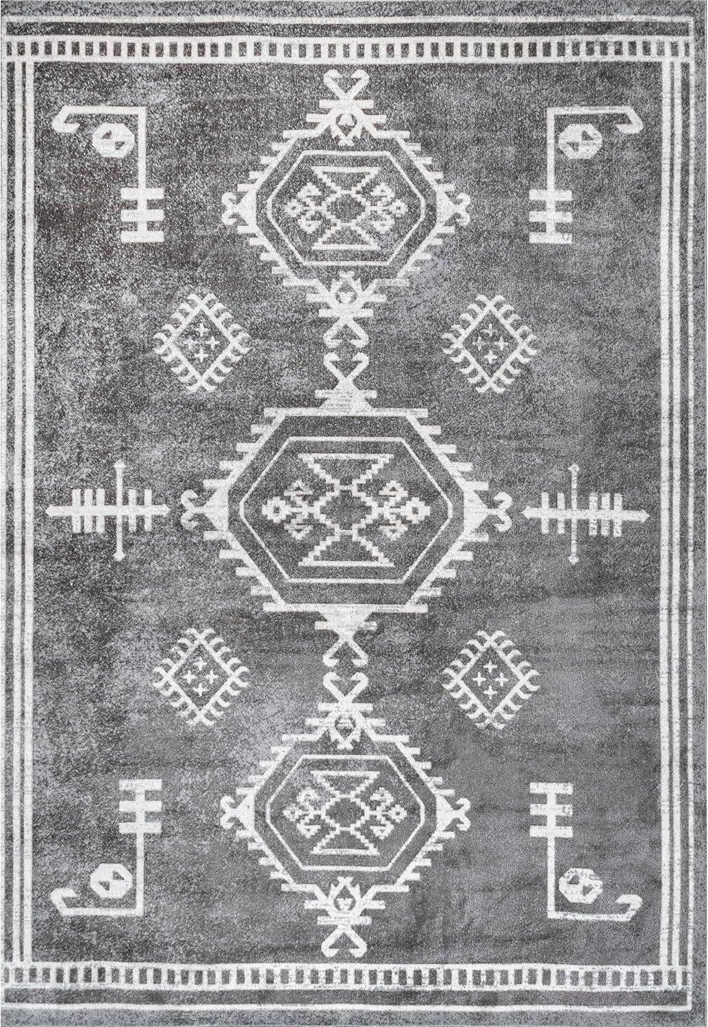 nuLOOM Kyleigh Machine Washable Southwestern Area Rug, 4' x 6', Grey