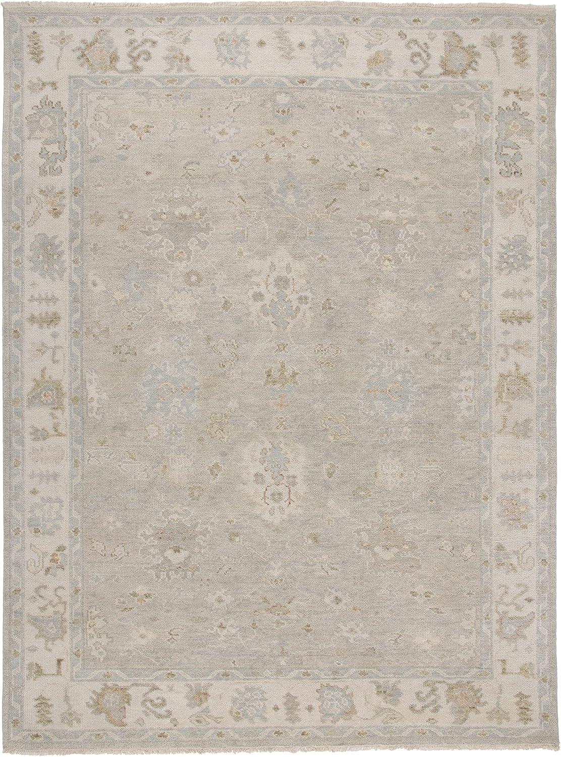 Ivory Hand-Knotted Wool Oriental 9' x 12' Area Rug