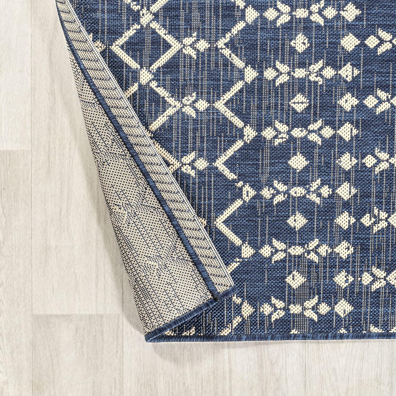 Ourika Moroccan Geometric Textured Weave Indoor/Outdoor Area Rug - JONATHAN Y