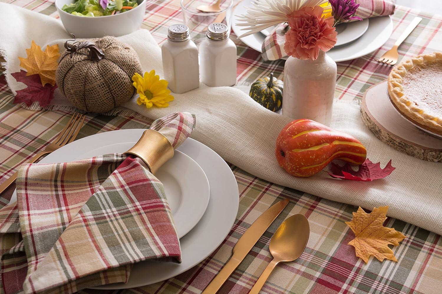 Round Textured Fabric Thanksgiving Tablecloth, 70"