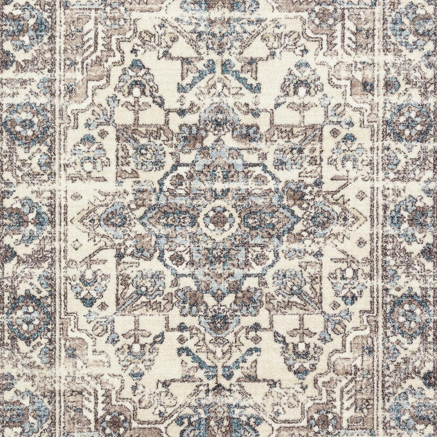 Maples Rugs Tapestry Farmhouse Medallion Taupe Grey Non Slip Hallway Runner Rug, 2'6 x 10'