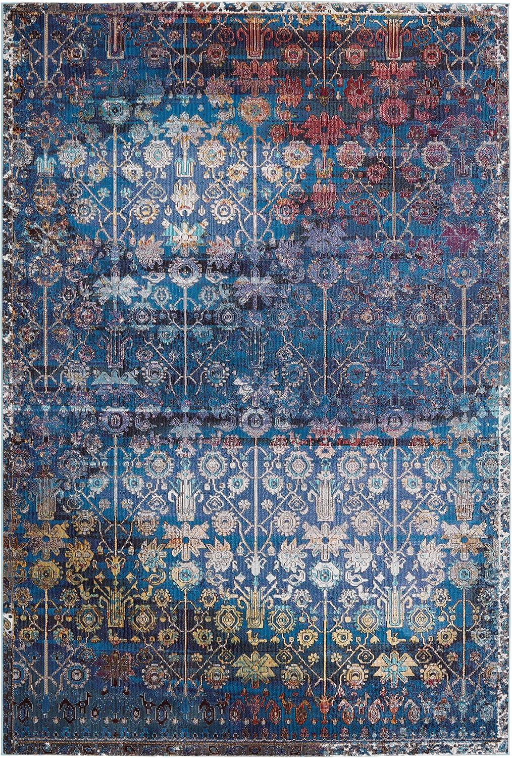 Izar Blue and Multicolor Synthetic 8' x 10' Area Rug