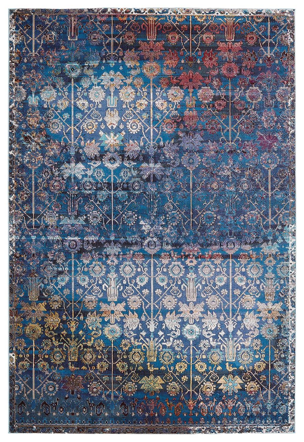 Izar Blue and Multicolor Synthetic 8' x 10' Area Rug