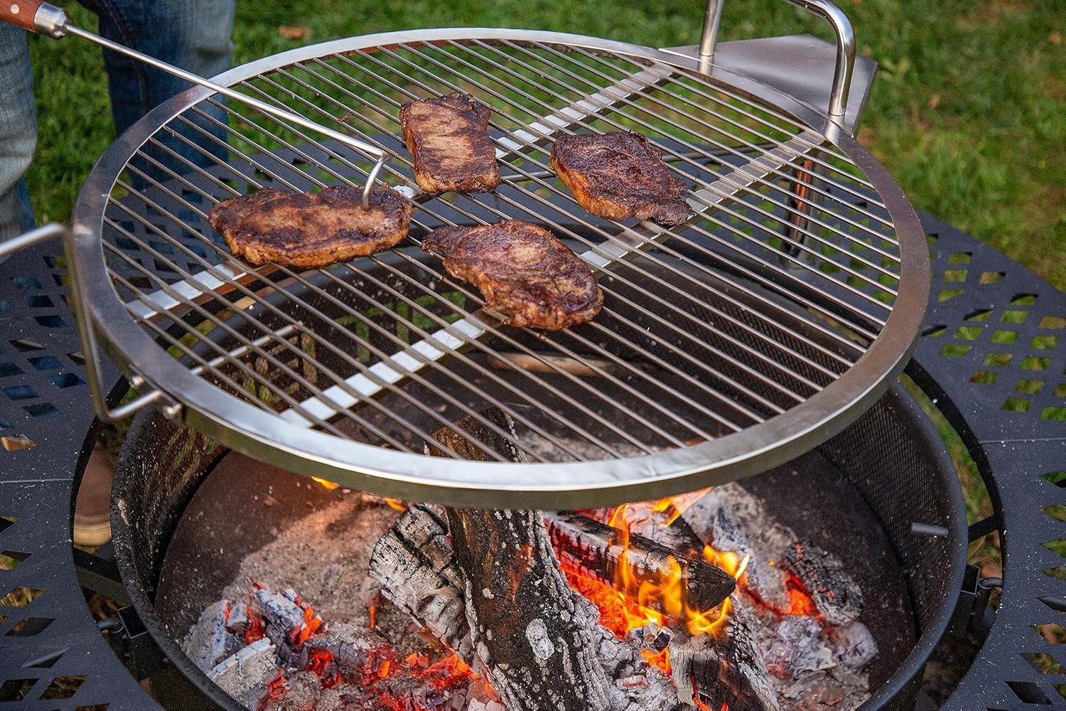 Pit Boss Cowboy Fire Pit with Adjustable Cooking Grate and Wraparound Shelf