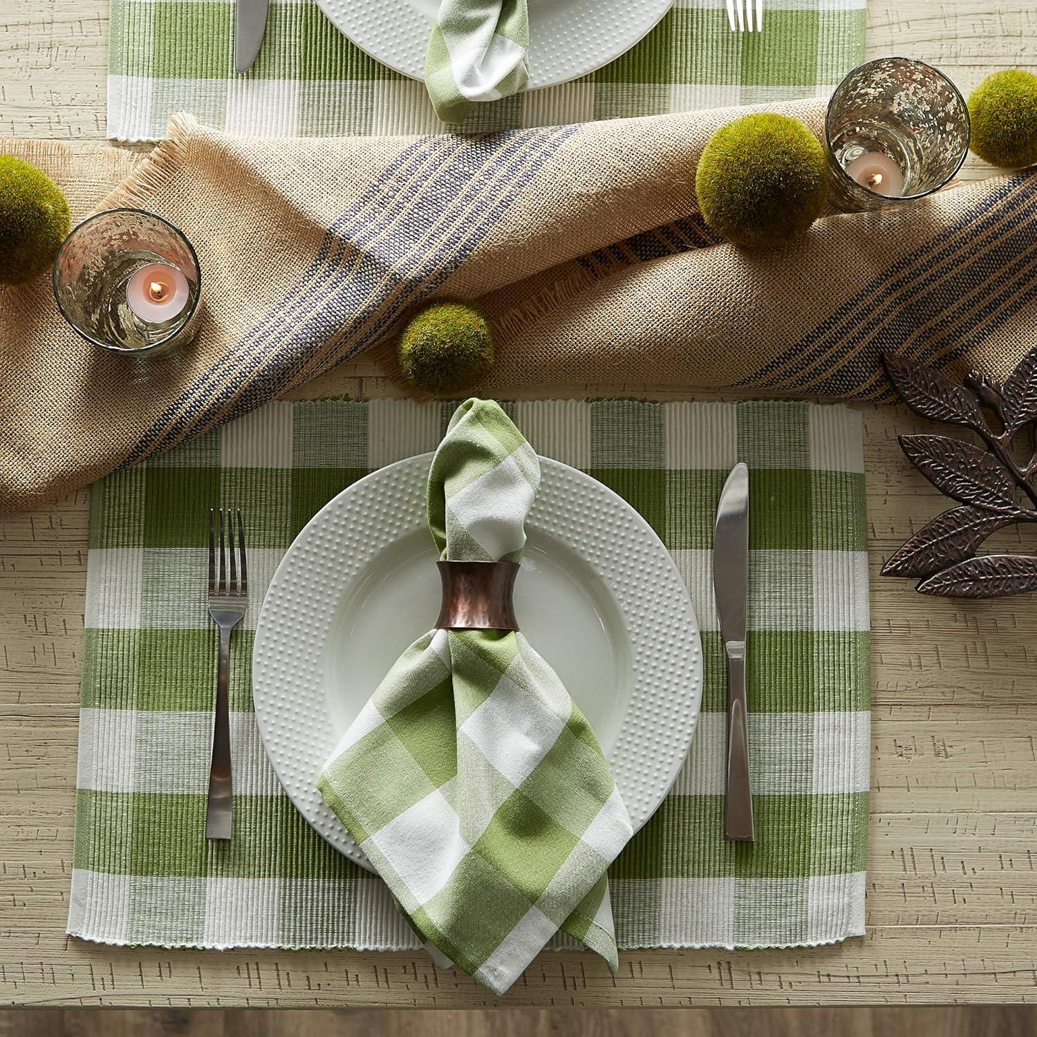 DII Antique Green Buffalo Check Ribbed Placemat (Set of 6)