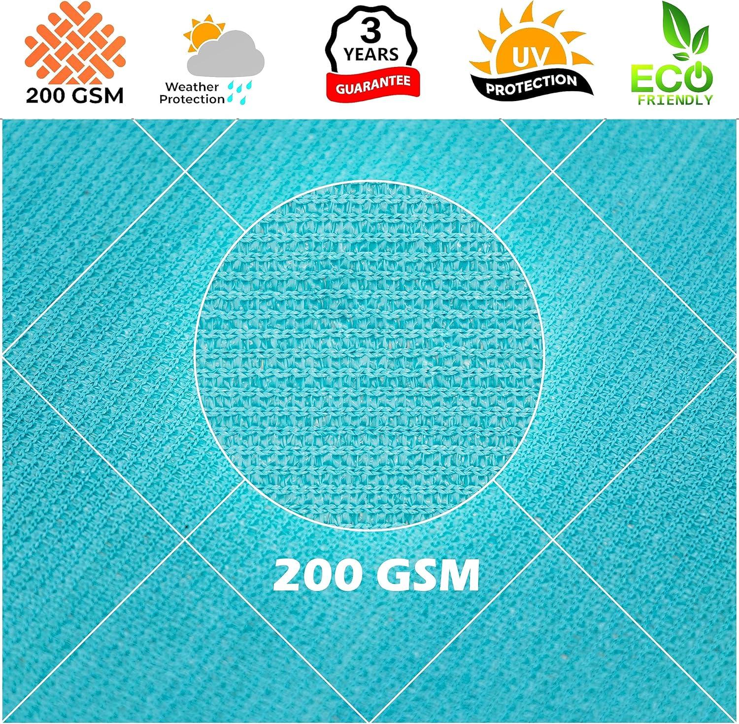 Royal Shade 10' x 13' Turquoise Rectangle Sun Shade Sail RS-SLR, UPF50+ 95% UV Blockage, 200GSM Commercial Standard Heavy Duty, Water & Air Permeable Canopy Fabric for Patio (We Make Custom Sizes)