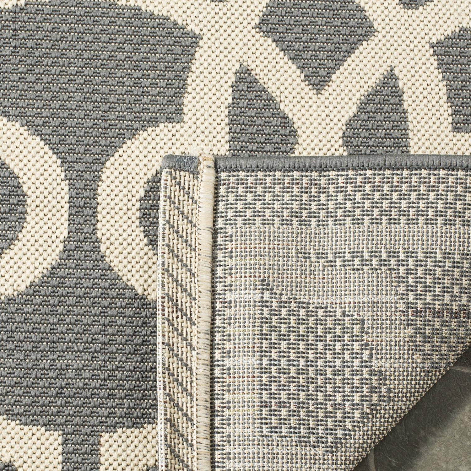 SAFAVIEH Courtyard Carlos Oriental Indoor/Outdoor Runner Rug, Grey/Beige, 2'7" x 8'2"
