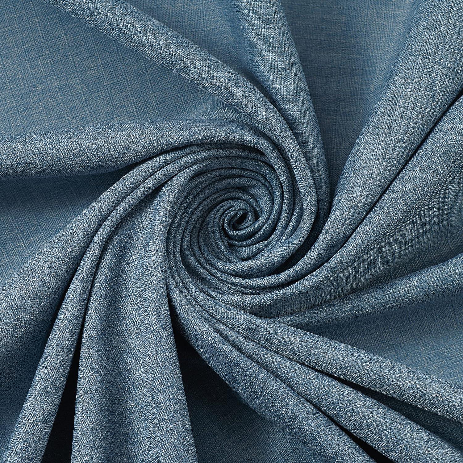 Denim Blue Polyester Blackout Rod Pocket Curtain Panel