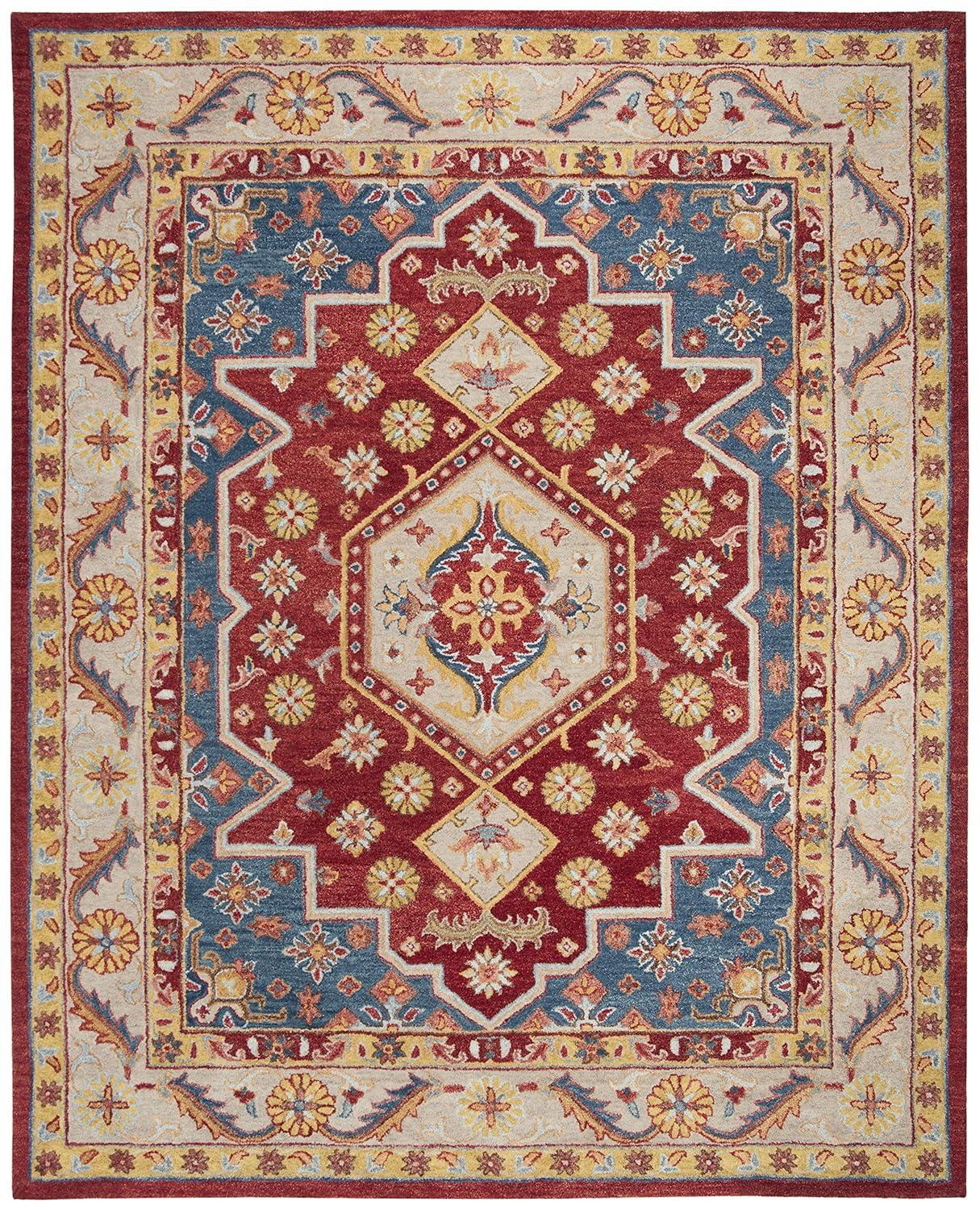 Antiquity AT503 Hand Tufted Area Rug - Red/Blue - 8'x10' - Safavieh.