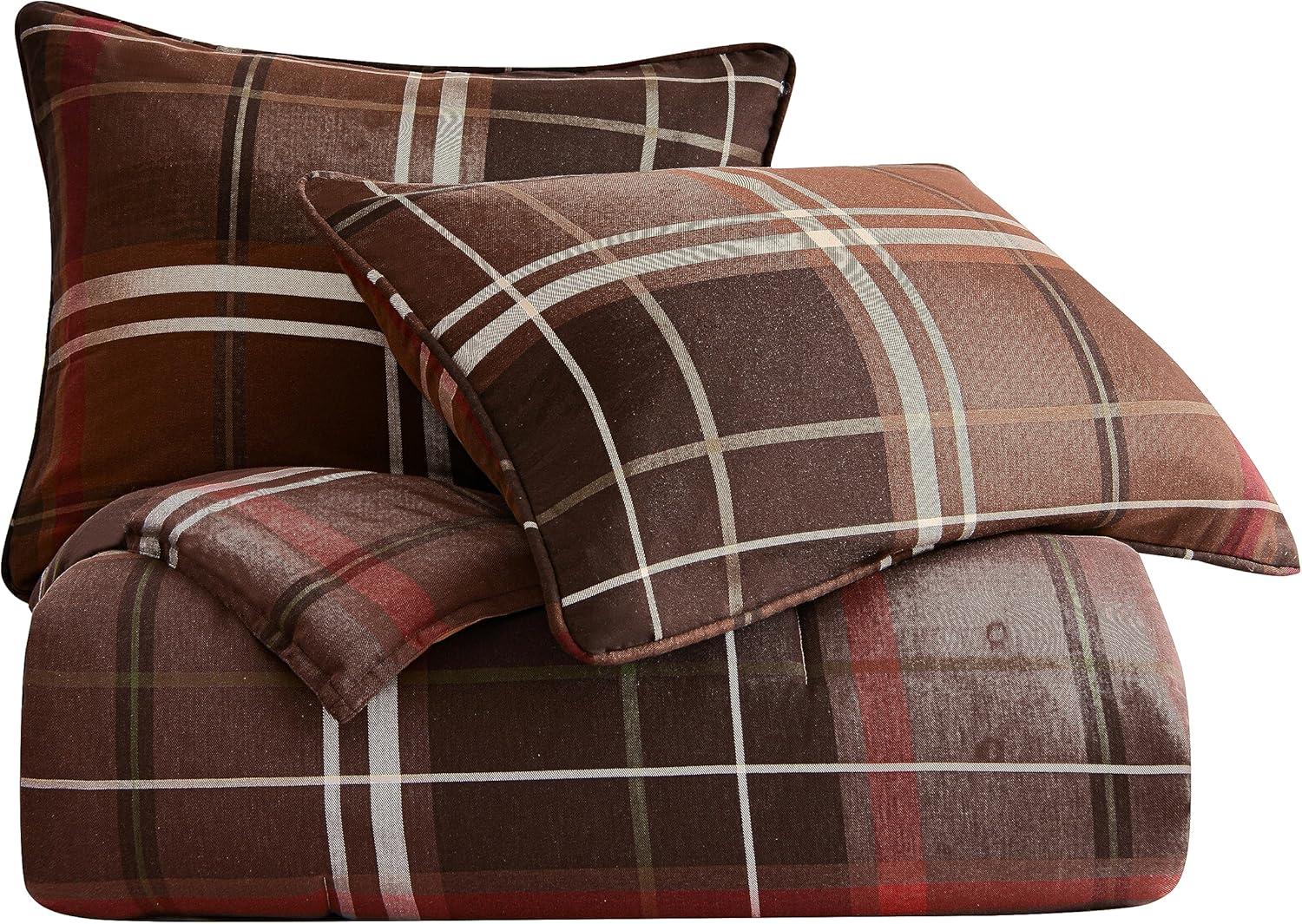 Paseo Road by HiEnd Accents Jackson Brown Red Plaid Western Lodge Modern Rustic Comforter Set