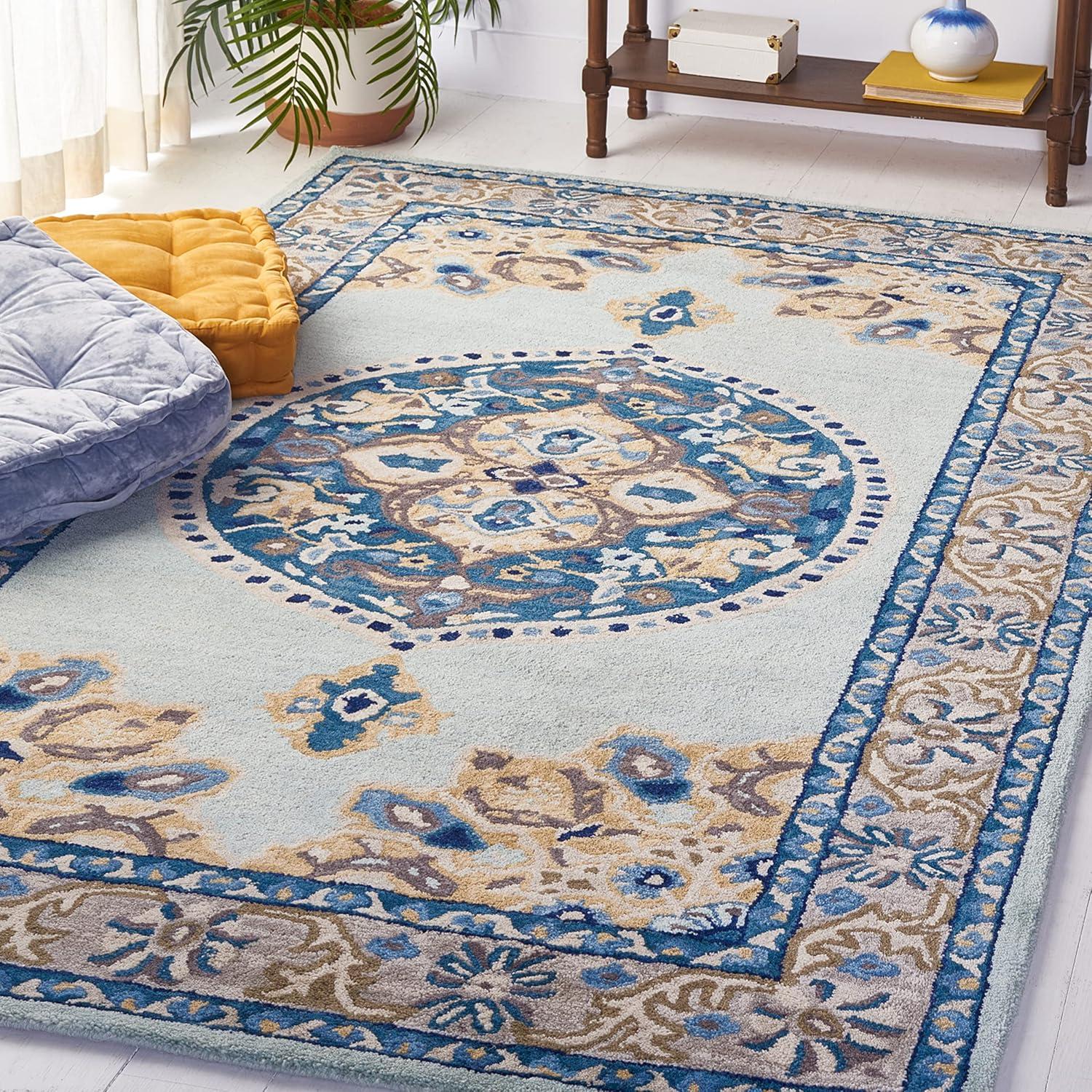 Antiquity AT66 Hand Tufted Indoor Area Rug - Turquoise/Silver - 6'x6' - Safavieh