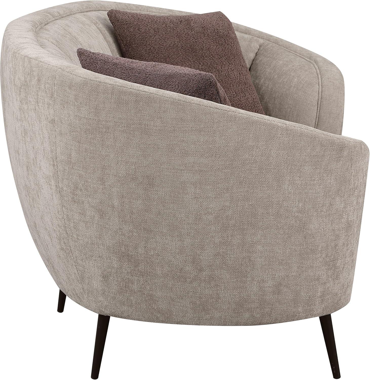 Coaster Ellorie Fabric Upholstered Channel Back Curved Loveseat Beige