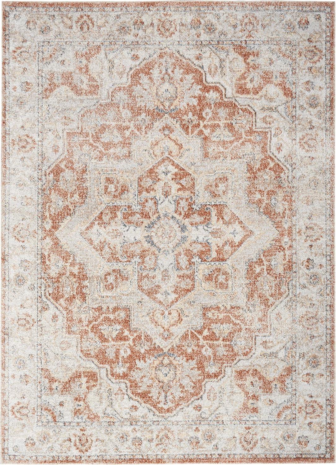 Nourison Astra Machine Washable Vintage Medallion Indoor Rug Gold/Multicolor 5'3" x 7'