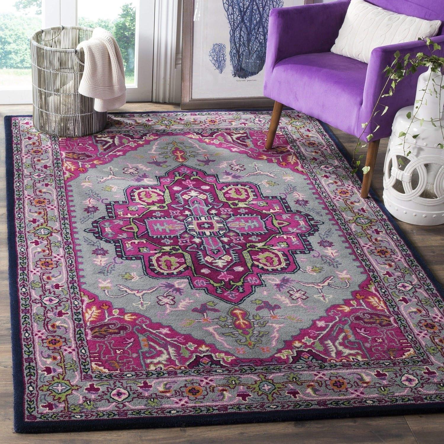 Bellagio BLG541 Hand Tufted Area Rug - Pink/Navy - 8'x10' - Safavieh.