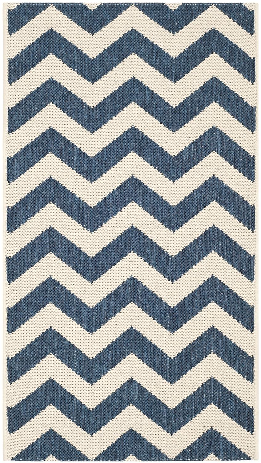 Courtyard CY6244 Power Loomed Indoor and Outdoor Area Rug - Navy/Beige - 4'x5'7" - Safavieh