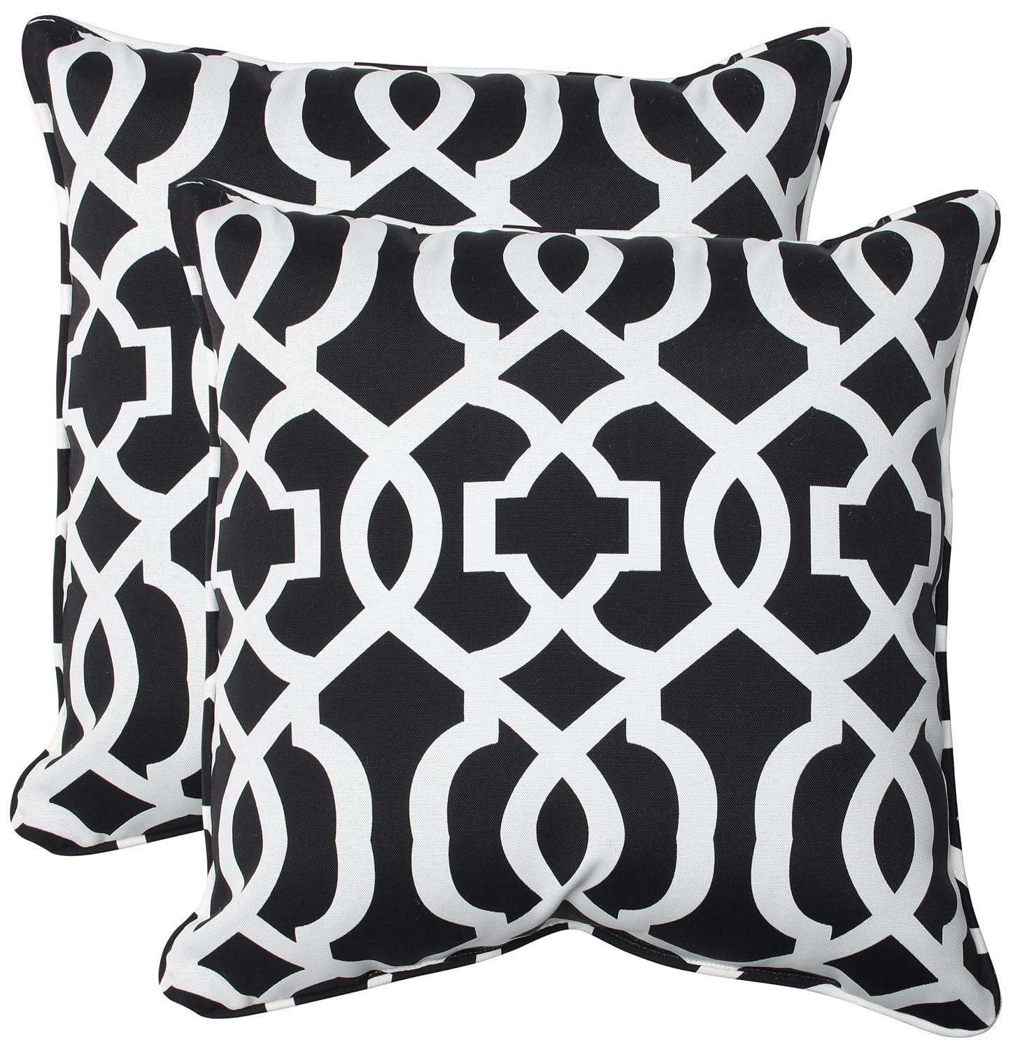 Pillow Perfect New Geo Geometric Indoor/Outdoor Reversible Throw Pillow (Set of 2)