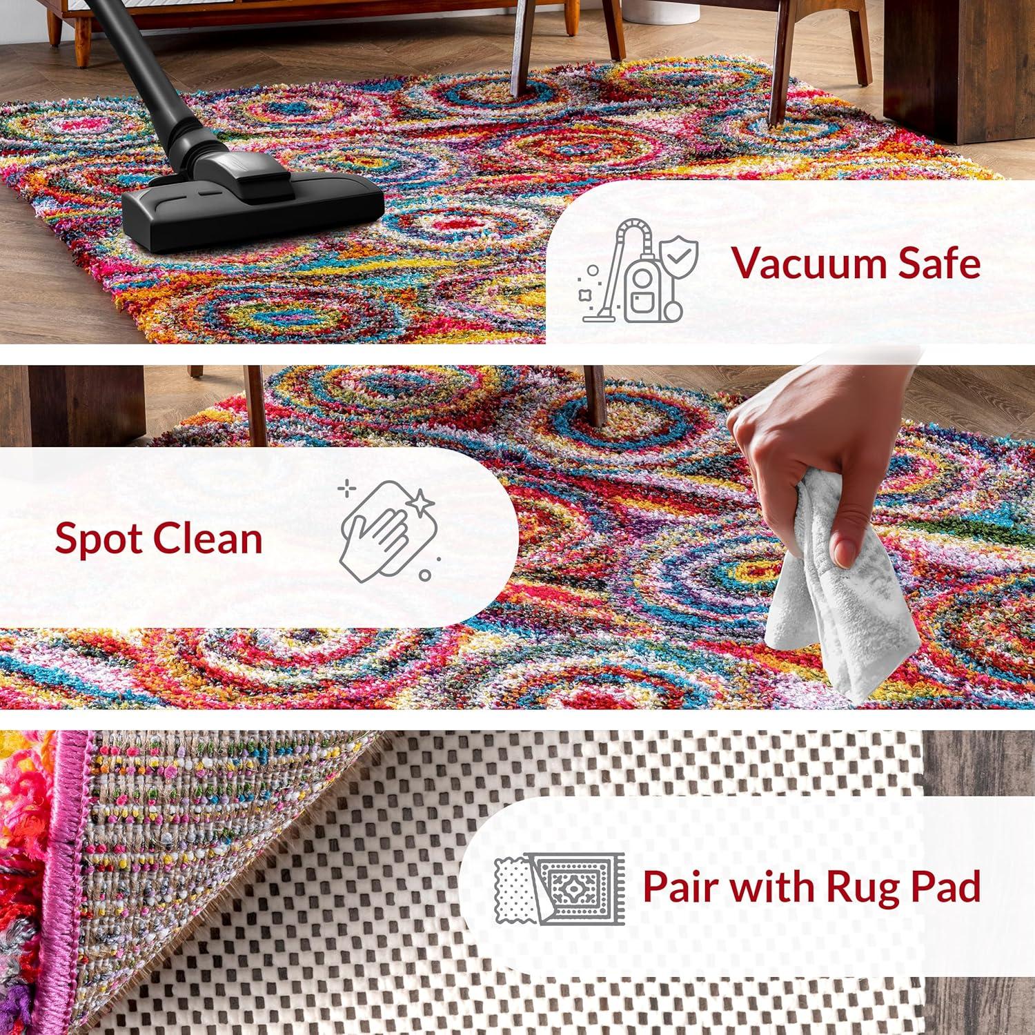 Nuloom Kindra Bohemian Circles Shag Area Rug, Runner 2' 6" x 6', Multicolored