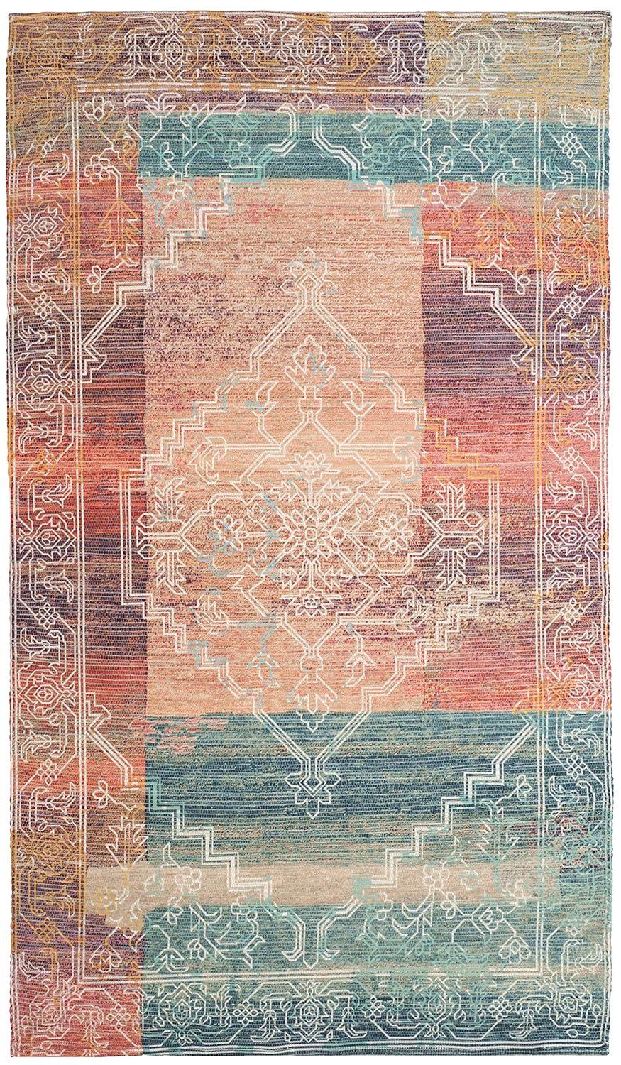 Saffron SFN592 Hand Loomed Indoor Accent Rug - Coral/Aqua - 3'x5' - Safavieh