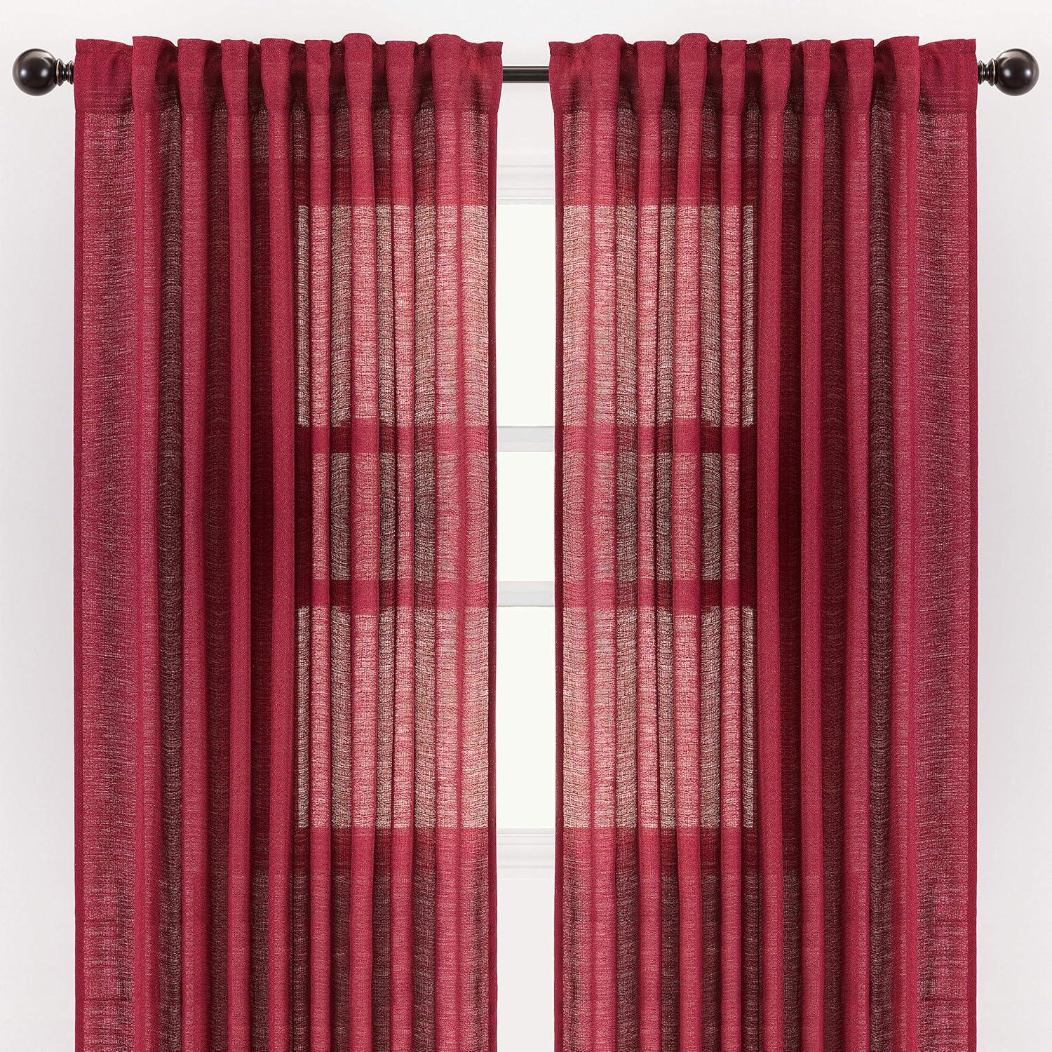 Chanasya 2pk Faux Belgian Flax Semi Sheer Window Curtain Panels - Set of 2