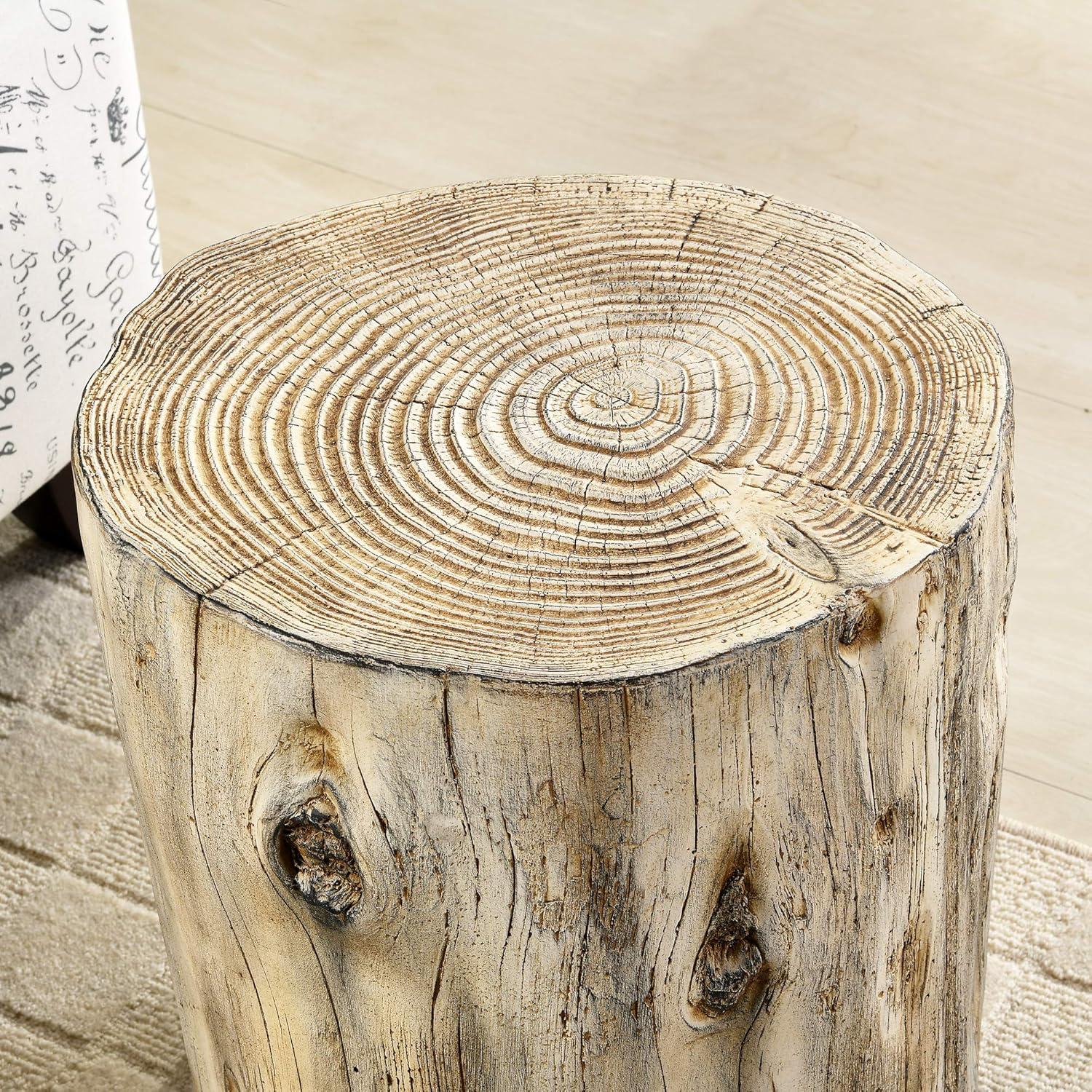 FirsTime & Co. Natural Arbor Log Outdoor End Table, Farmhouse, Painted, Round, Faux Wood, 15 x 14 x 17 in