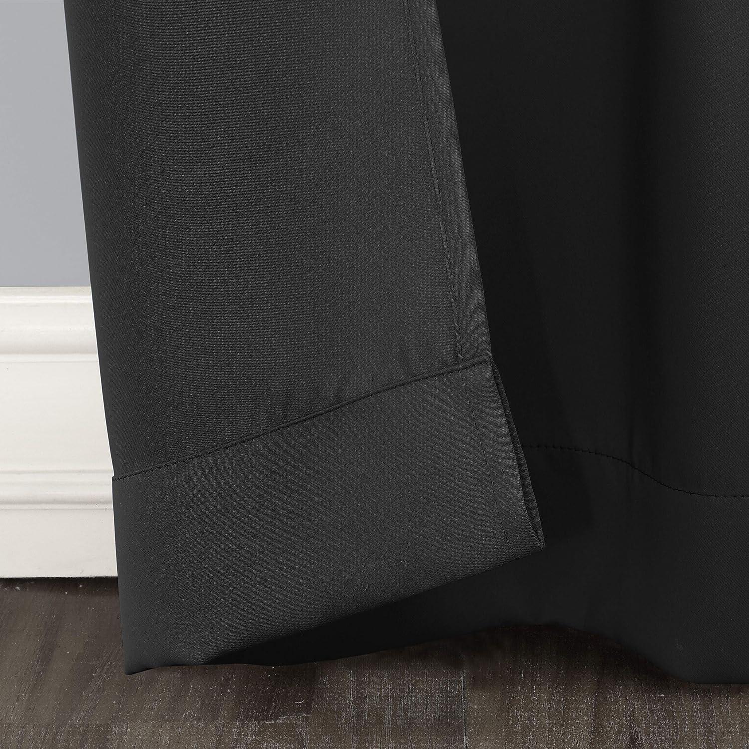 Black Polyester Blackout Grommet Curtain Panel for Windows