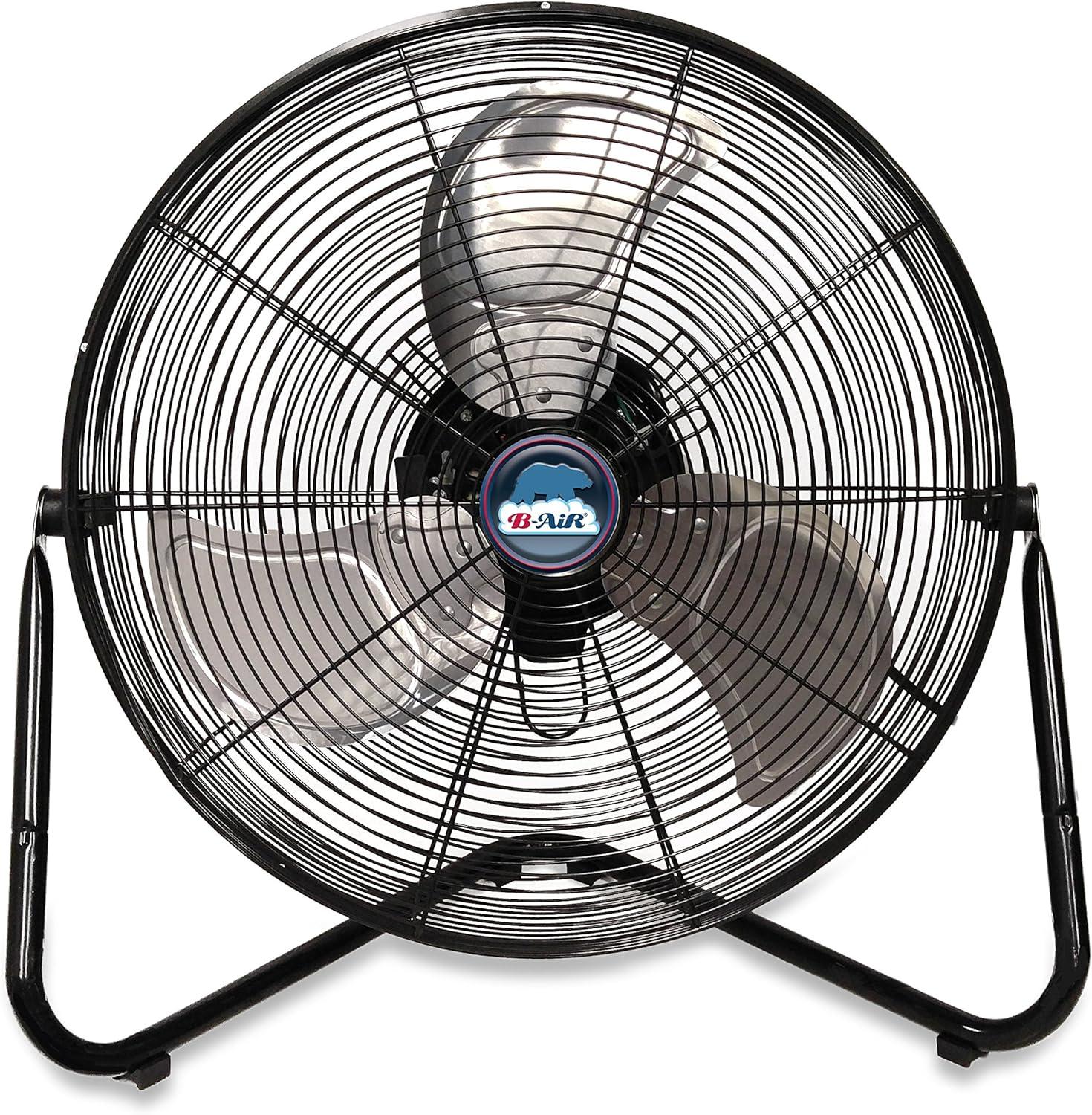 B-Air 20" High Velocity 3-Speed Floor Fan, Home and Commercial Use, 24" H, Black, FT-20X, New
