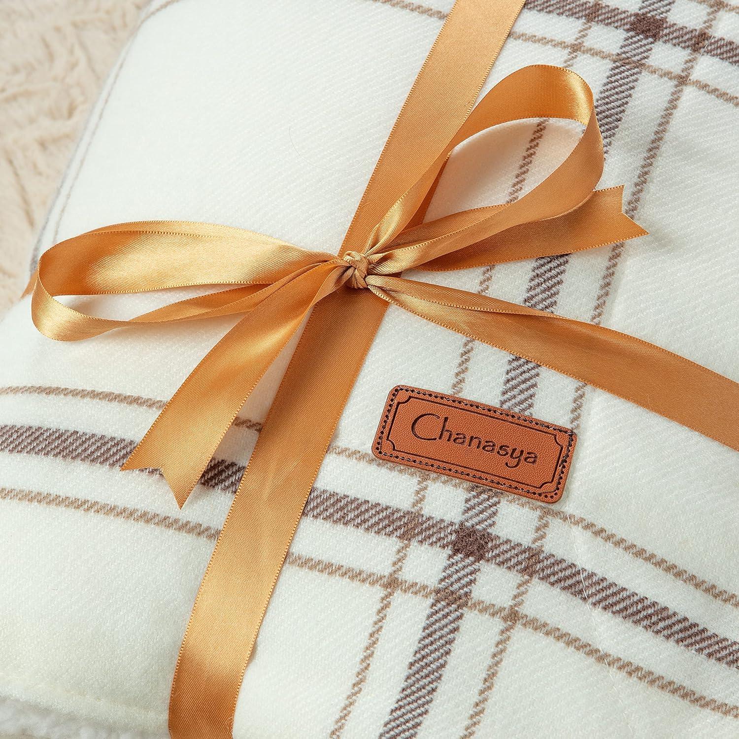 Chanasya Fleece Plaid with Reversible Faux Shearling Throw Blanket