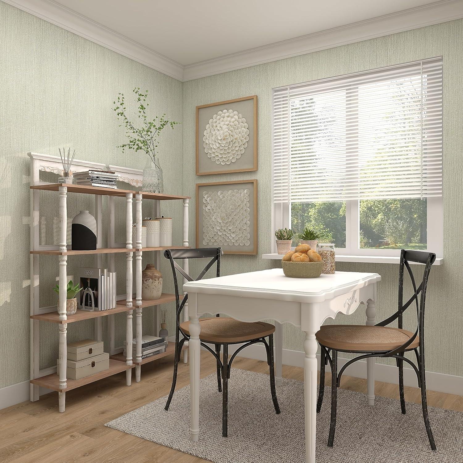 75" x 32" Farmhouse Wood Shelving Unit Off White - Olivia & May: 5-Tier Storage Bookcase