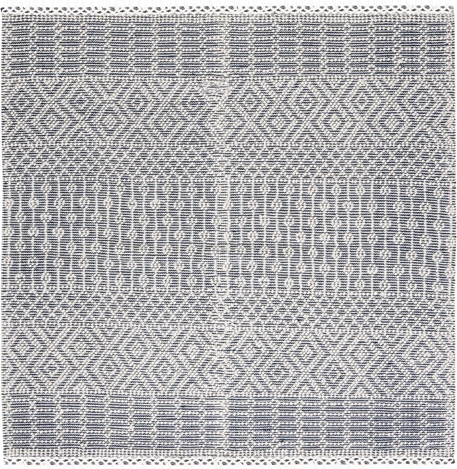 Natura NAT852 Hand Loomed Indoor Area Rug - Ivory/Navy - 8'x8' - Safavieh