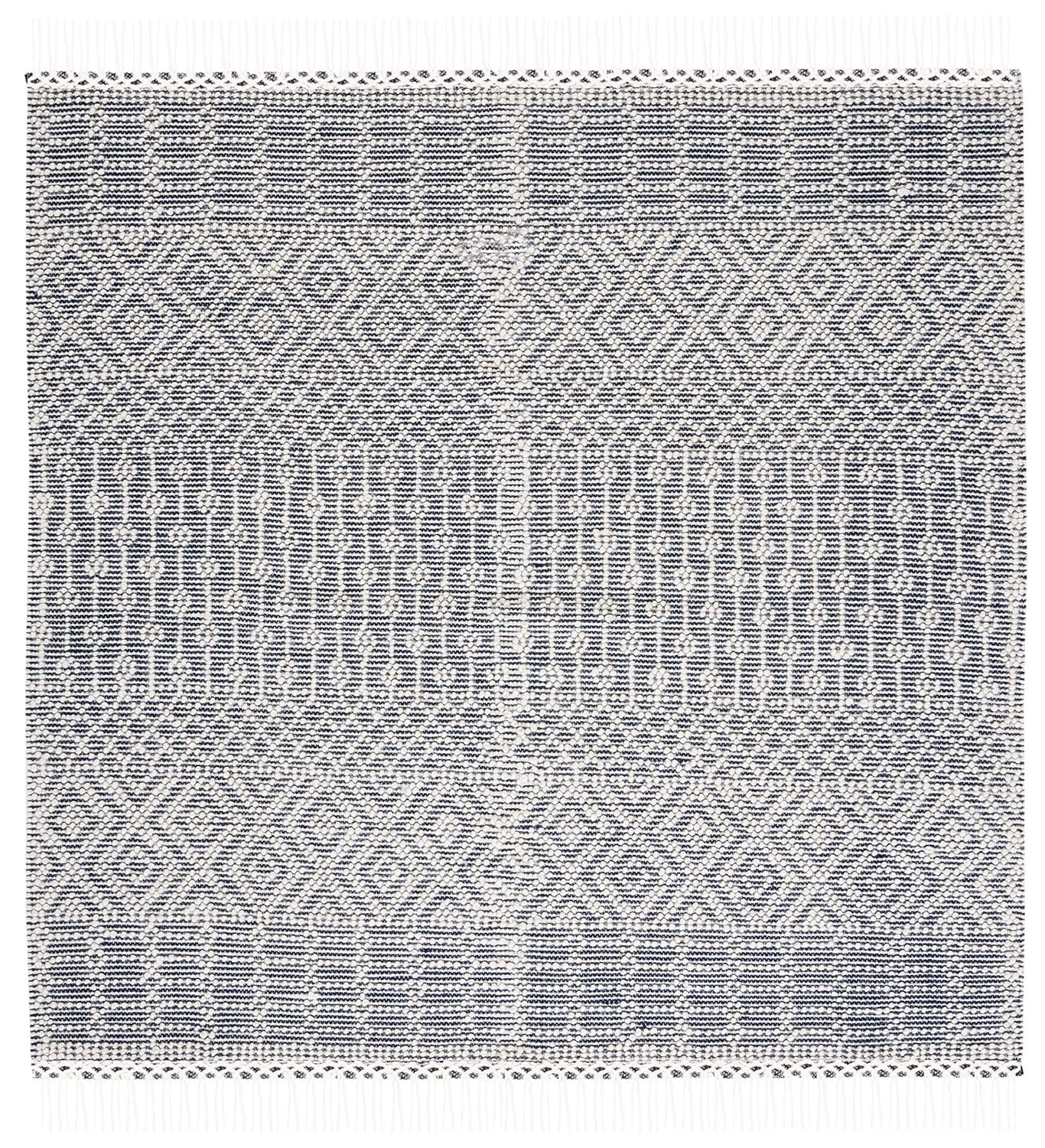 Natura NAT852 Hand Loomed Indoor Area Rug - Ivory/Navy - 8'x8' - Safavieh