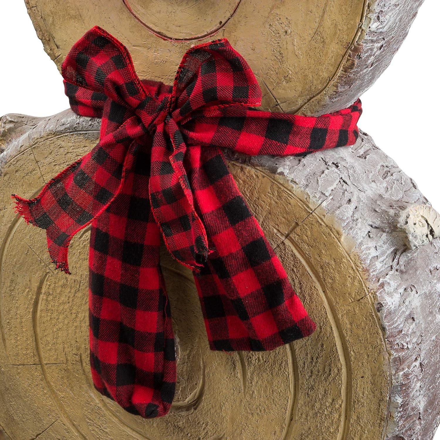 Alpine Corporation 16" x 9" x 38" Wooden Snowman Holiday Statue, Brown/Tan