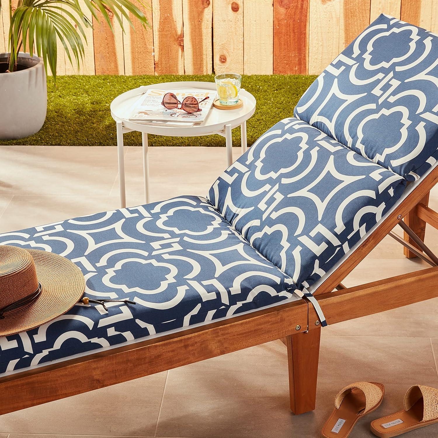 Carmody Outdoor Chaise Lounge Cushion Navy - Pillow Perfect