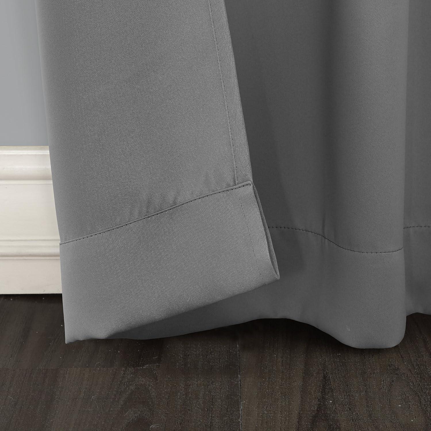 40"x95" Sun Zero Blackout Kenneth Energy Saving Tab Top Curtain Panel Gray: Thermal Insulated, Noise Reduction, Machine Washable