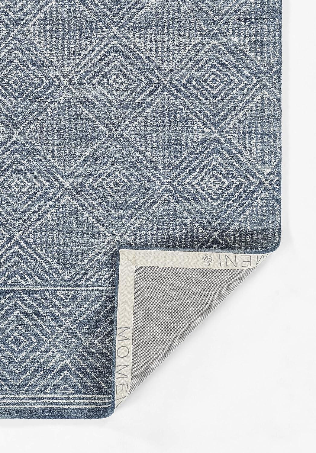 Momeni Mallorca Hand Hooked Wool Geometric Denim Area Rug 9' X 12'