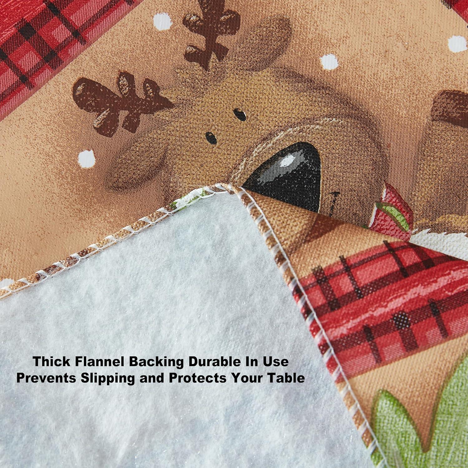 Newbridge Holiday Forest Friends Cottage Style Flannel Back Vinyl Christmas Tablecloth - Adorable Forest Animal Print Wipe Clean Easy Care Kitchen, Dining Room Tablecloth, 70” Round