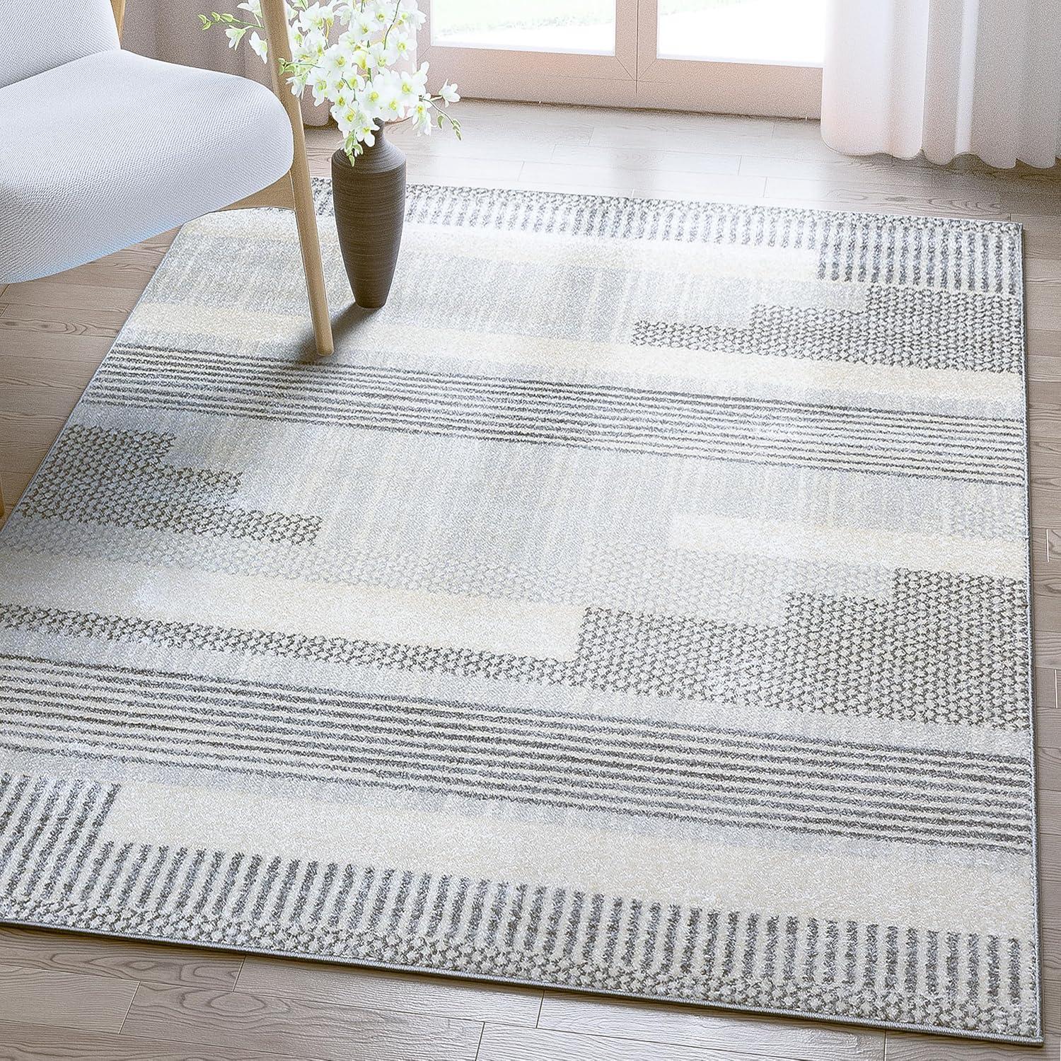 Marcone Briar Tribal Geometric Abstract Light Blue Looped Pile Rug