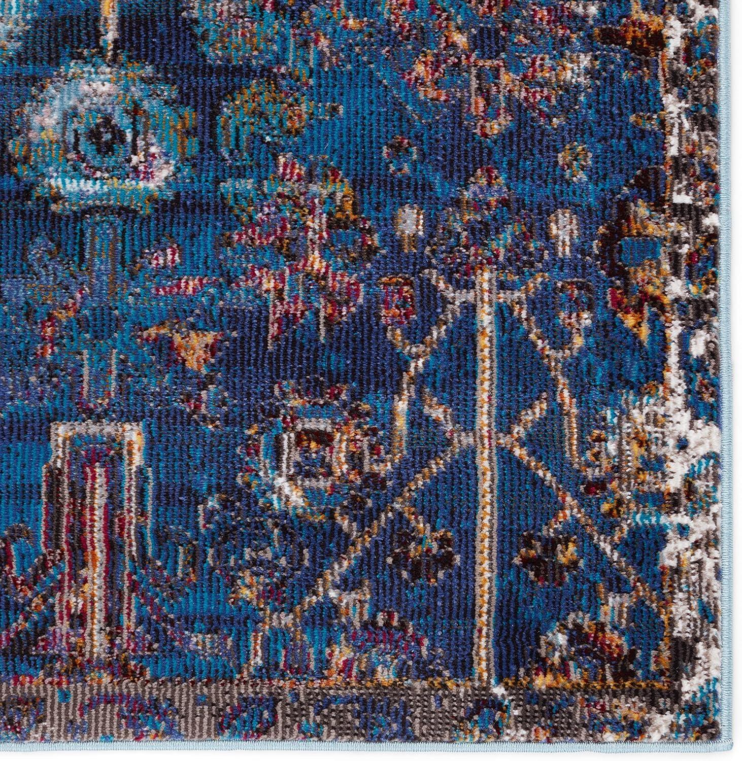 Izar Blue and Multicolor Synthetic 8' x 10' Area Rug