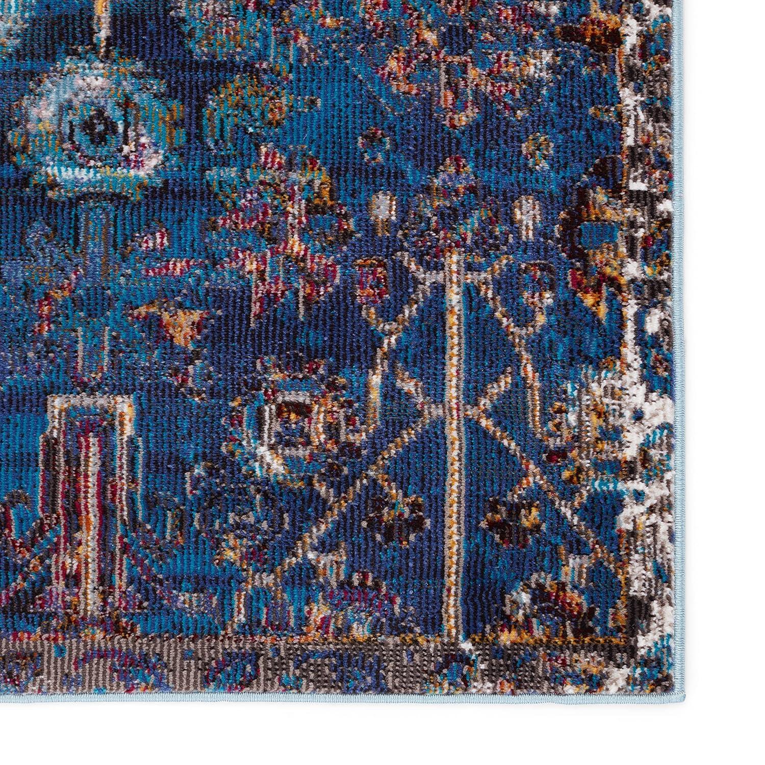 Izar Blue and Multicolor Synthetic 8' x 10' Area Rug