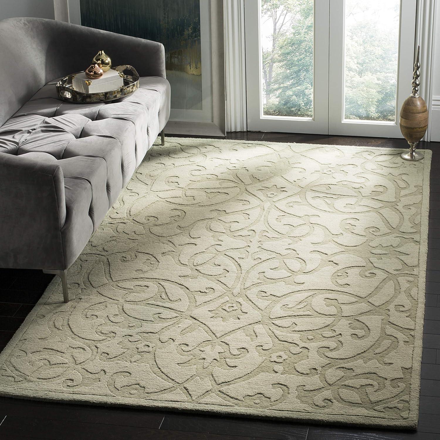 SAFAVIEH Impressions Clarisse Geometric Wool Area Rug, Sage, 4' x 6'